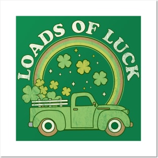 Loads of Luck Cute Green Truck - Shamrock Saint Patricks Day Posters and Art